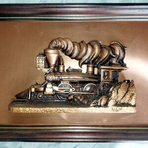 Vintage 3d Copper Train Wall Art